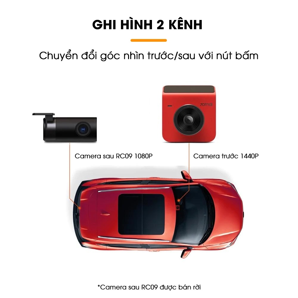 Camera hành trình ô tô Xiaomi 70mai Dash Cam A400 độ phân giải 2K bản quốc tế, bảo hành 12 tháng