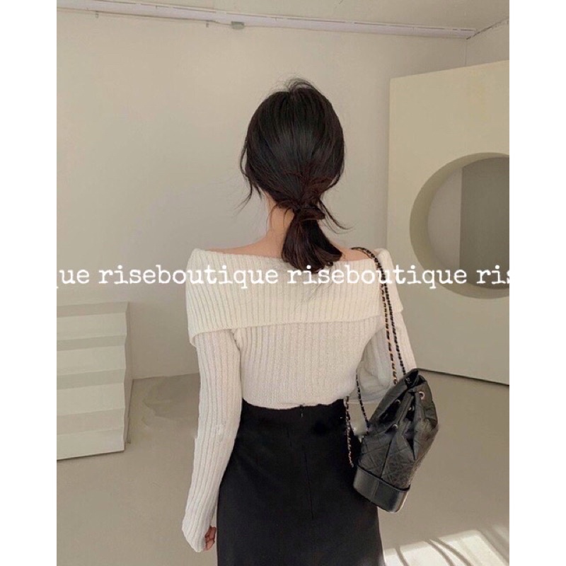 Áo len tăm trễ vai bánh bèo xinh