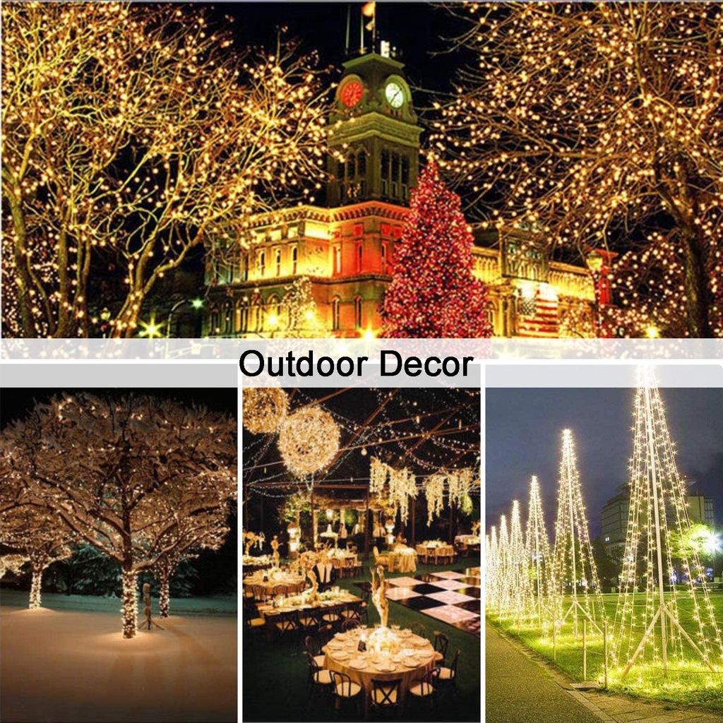 Dây Đèn Led Trang Trí Ngoài Trời Chống Nước 22M 200 Led Chạy Bằng Năng Lượng Mặt Trời 8 Chế Độ