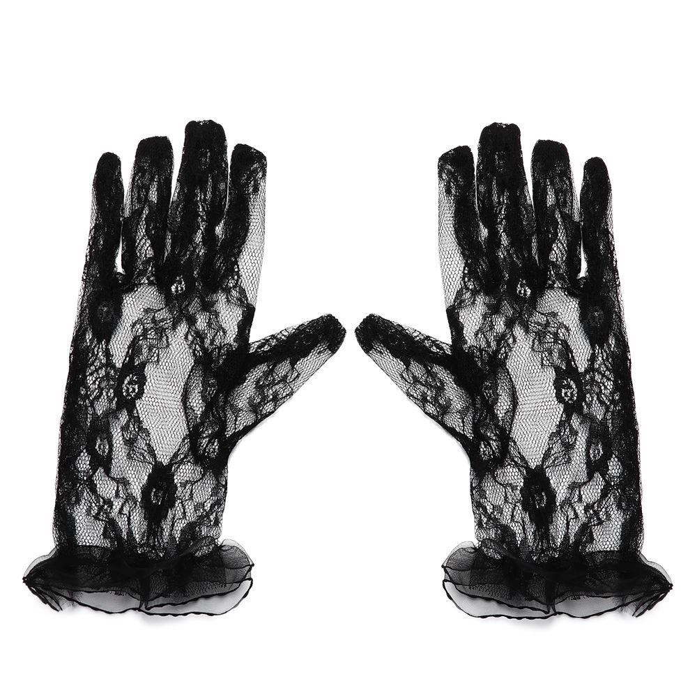 Găng tay ren màu đen chống nắng thời trang quyến rũ cho nữ