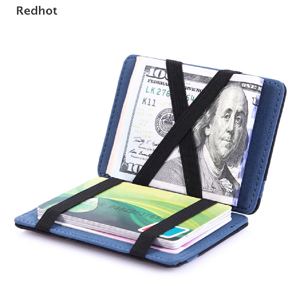 &lt; Redhot &gt; Ví Da Đựng Tiền Dây Thun Mỏng Có Kẹp Tiền Thần Kỳ Dành Cho Nam