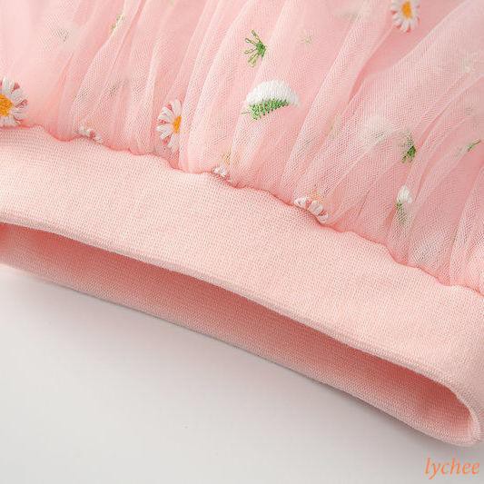 Chân váy xòe thêu họa tiết hoa cúc nhỏ xinh xắn dành cho bé gái