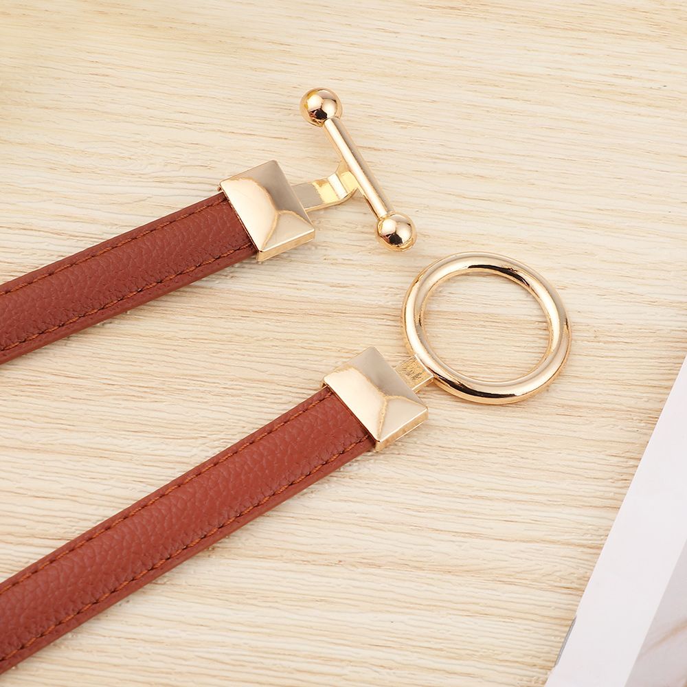 Dây thắt lưng da có khóa cài kim loại điều chỉnh được thời trang dành cho nữ