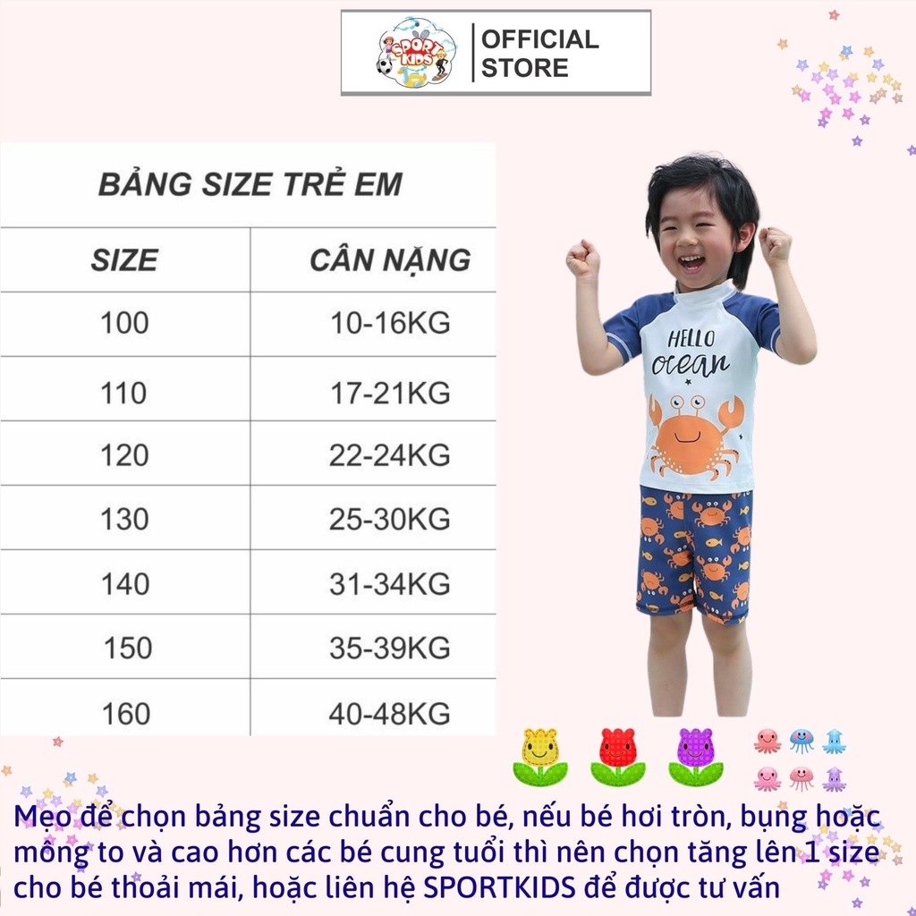 Bộ Đồ Bơi Sportkids Cho Bé Từ 10kg Đến Size Đại In Hình Dễ Thương