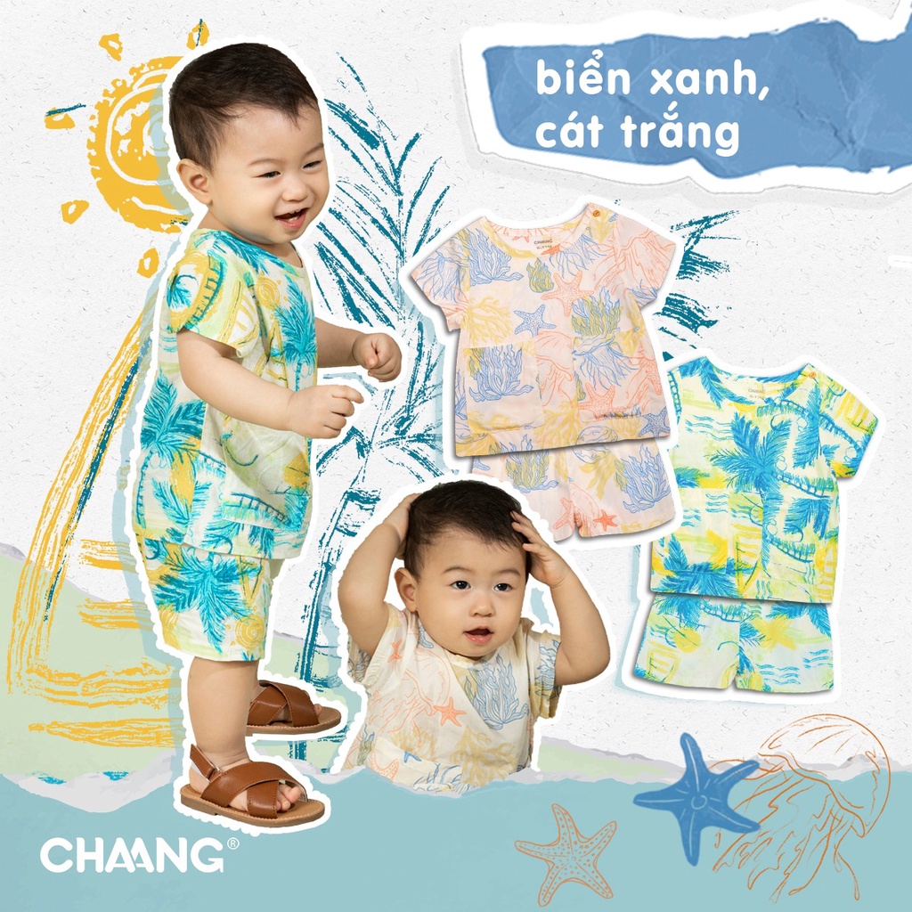 Chaang bộ cộc lanh cài vai cho bé mùa hè BOSS2022D01