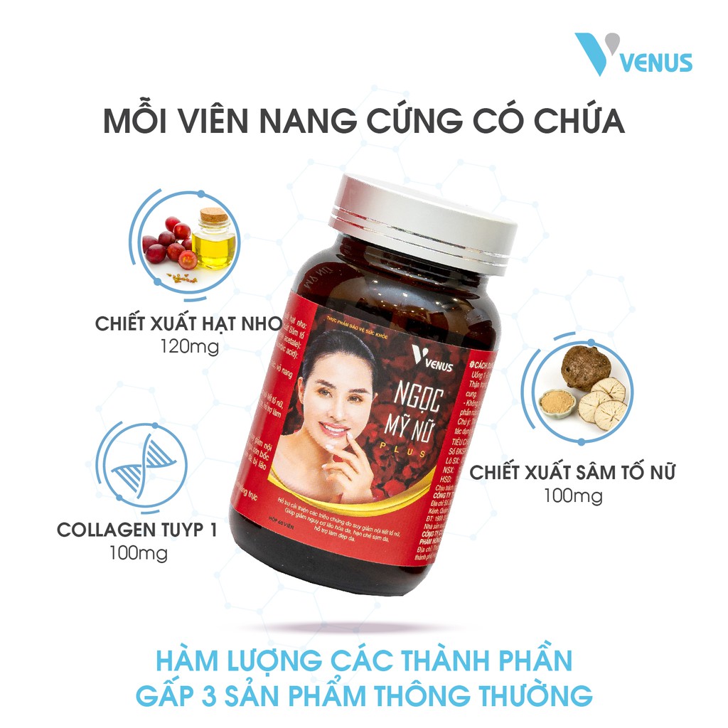 Nội tiết tố nữ Ngọc Mỹ Nữ Plus cải thiện sức khỏe, tăng cường sinh lý, bổ sung vitamin, hỗ trợ làm đẹp da, chống bốc hỏa