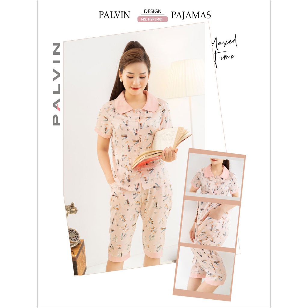 Đồ bộ pijama nữ PALVIN, bộ mặc nhà pijama, họa tiết thời trang, bóng nhẹ - H2PJM01