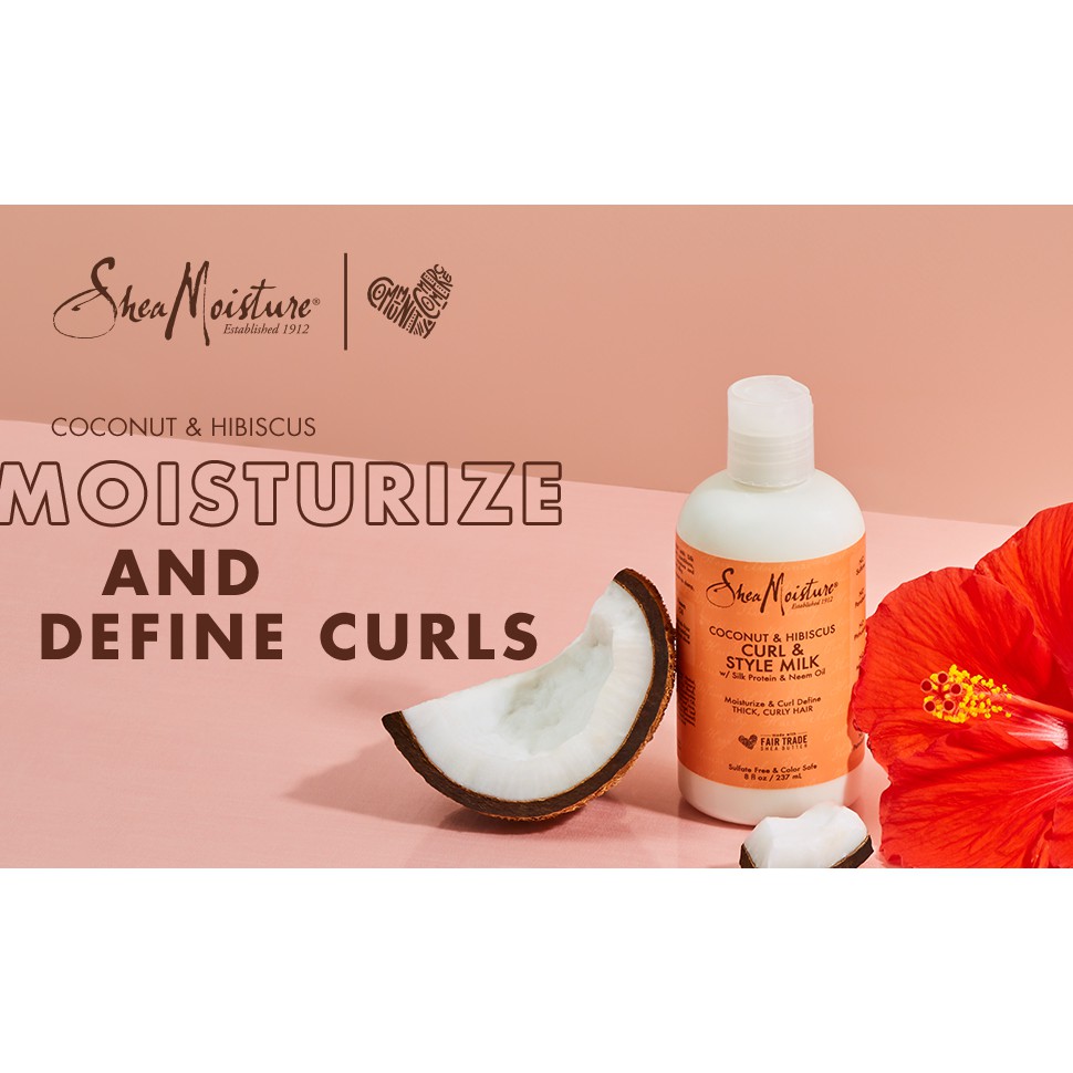 Bill US - Sữa dưỡng giữ nếp tóc uốn Shea Moisture SheaMoisture Coconut & Hibiscus Curl & Style Milk 236ml