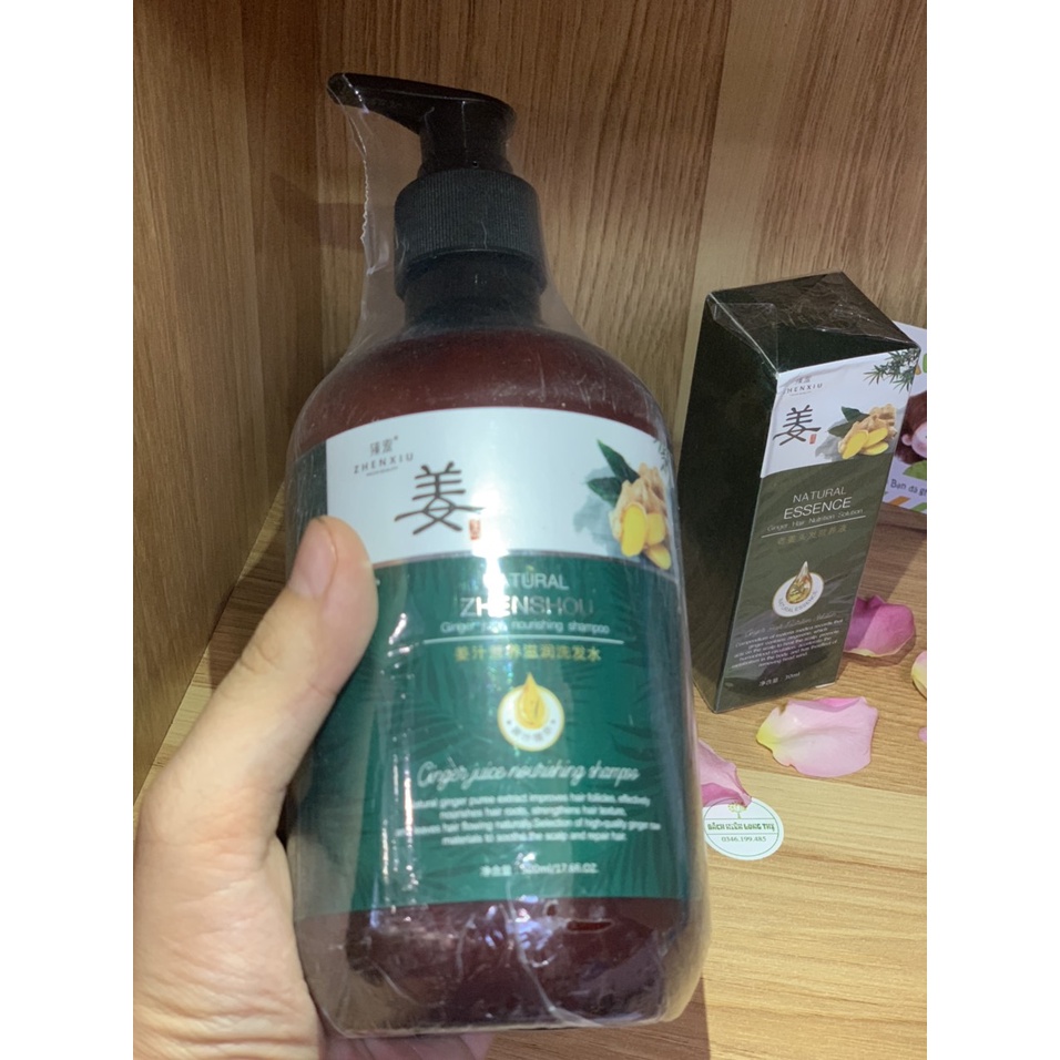 Dầu gội đầu Gừng tươi zhenshou chính hãng, kèm dầu dưỡng tóc