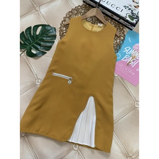 Dầm vàng lai xếp ly trắng