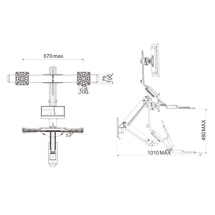 Giá Treo 2 Màn Hình Gắn Tường North Bayou MC27 (22-27inch) | BigBuy360 - bigbuy360.vn