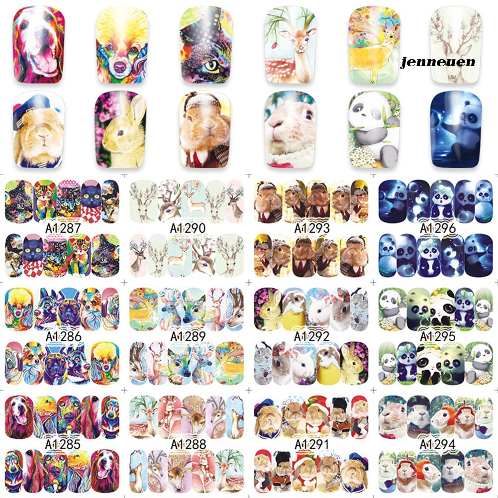 Set 12 Tấm Miếng Dán Trang Trí Móng Tay Không Độc Hại