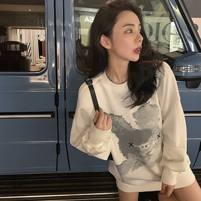 Áo Sweater Trắng Tay Dài Dáng Rộng Phong Cách Hàn Quốc Thời Trang Mùa Thu Cho Nữ 2021 | BigBuy360 - bigbuy360.vn