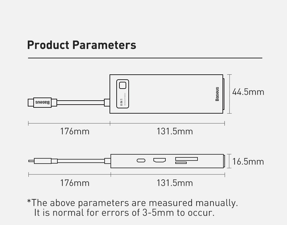 Bộ Chuyển Đổi Chia Hub Baseus USB 3.0 Type C Sang HDMI 8 Trong 1 Cho MacBook Pro Air Notebook | WebRaoVat - webraovat.net.vn