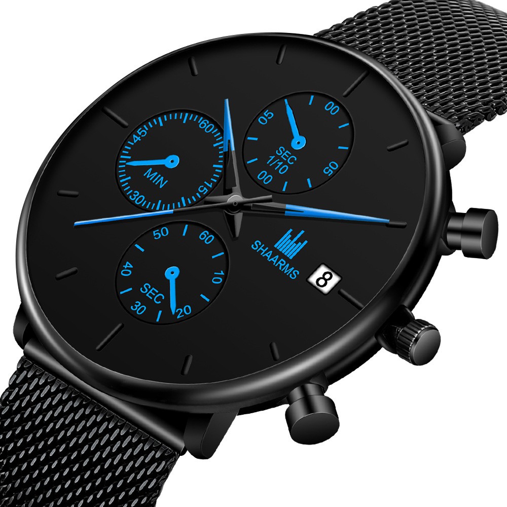 Đồng Hồ Nam SHAARMS SA6123 Đăng cấp doanh nhân lịch ngày sang trọng dây thép mành thời trang | BigBuy360 - bigbuy360.vn