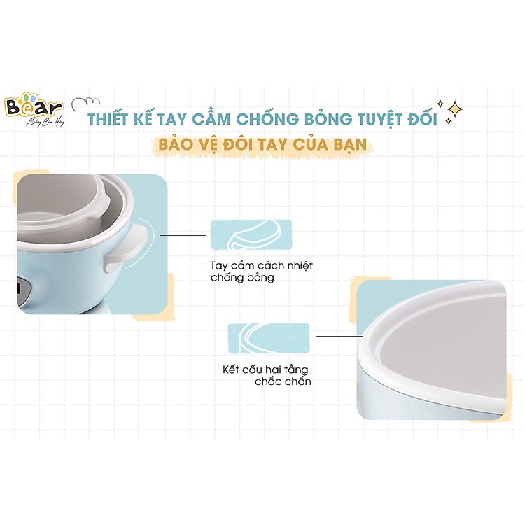 [Miễn phí ship] Nồi Nấu Chậm BEAR SUBE003 2.5L Phiên Bản Quốc Tế