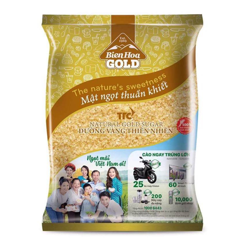 Đường Vàng Thiên Nhiên Biên Hòa Túi 1KG - MẪU MỚI