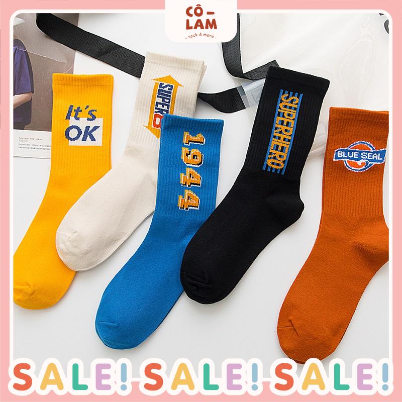 [Tiệm vớ cô Lam] Tất vớ nam nữ in chữ Unisex cổ cao