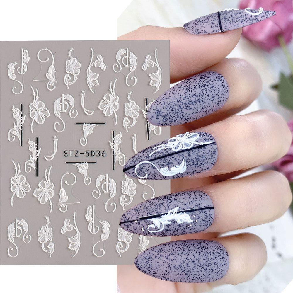 Miếng Dán Trang Trí Móng Tay Tự Dính Bằng Acrylic In Nổi Họa Tiết Xinh Xắn