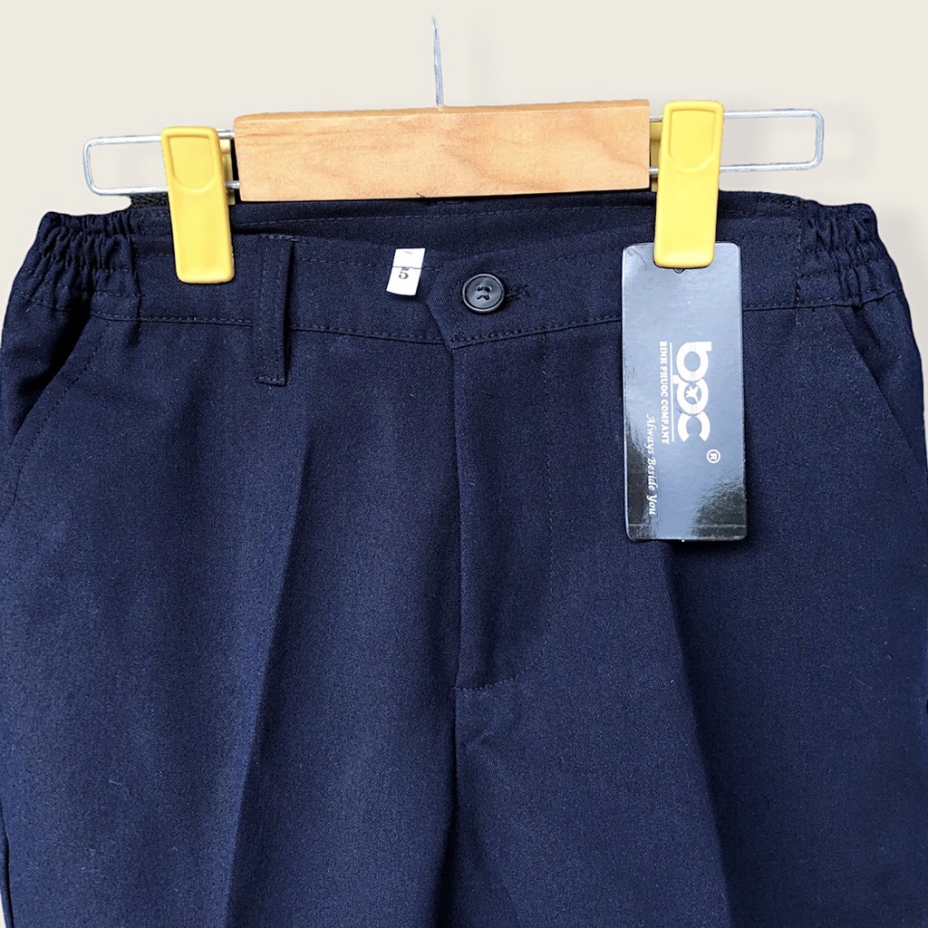 Quần short học sinh tiểu học, vải KaKi màu xanh than.