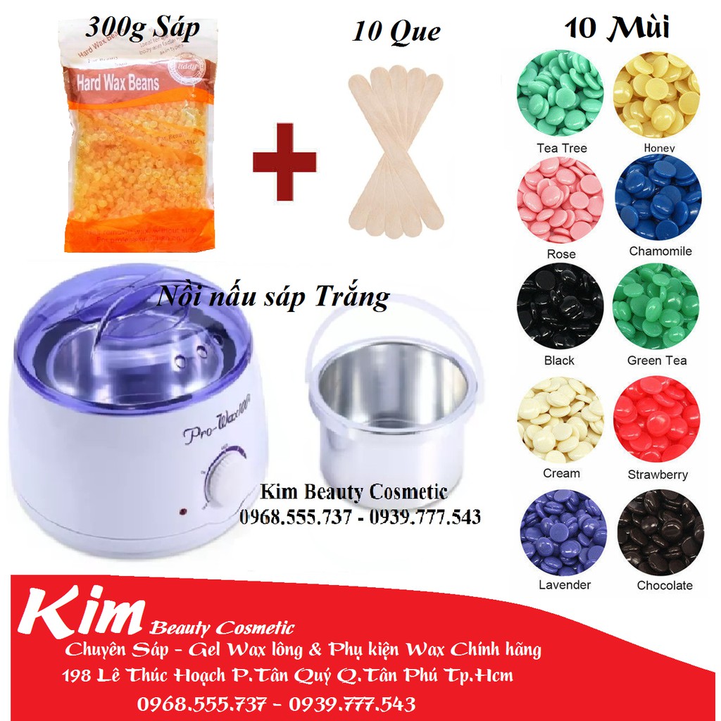 (BH 6 tháng) Nồi nấu sáp wax Pro 100 và 300g sáp wax nóng dạng viên Hard wax beans tặng kèm que