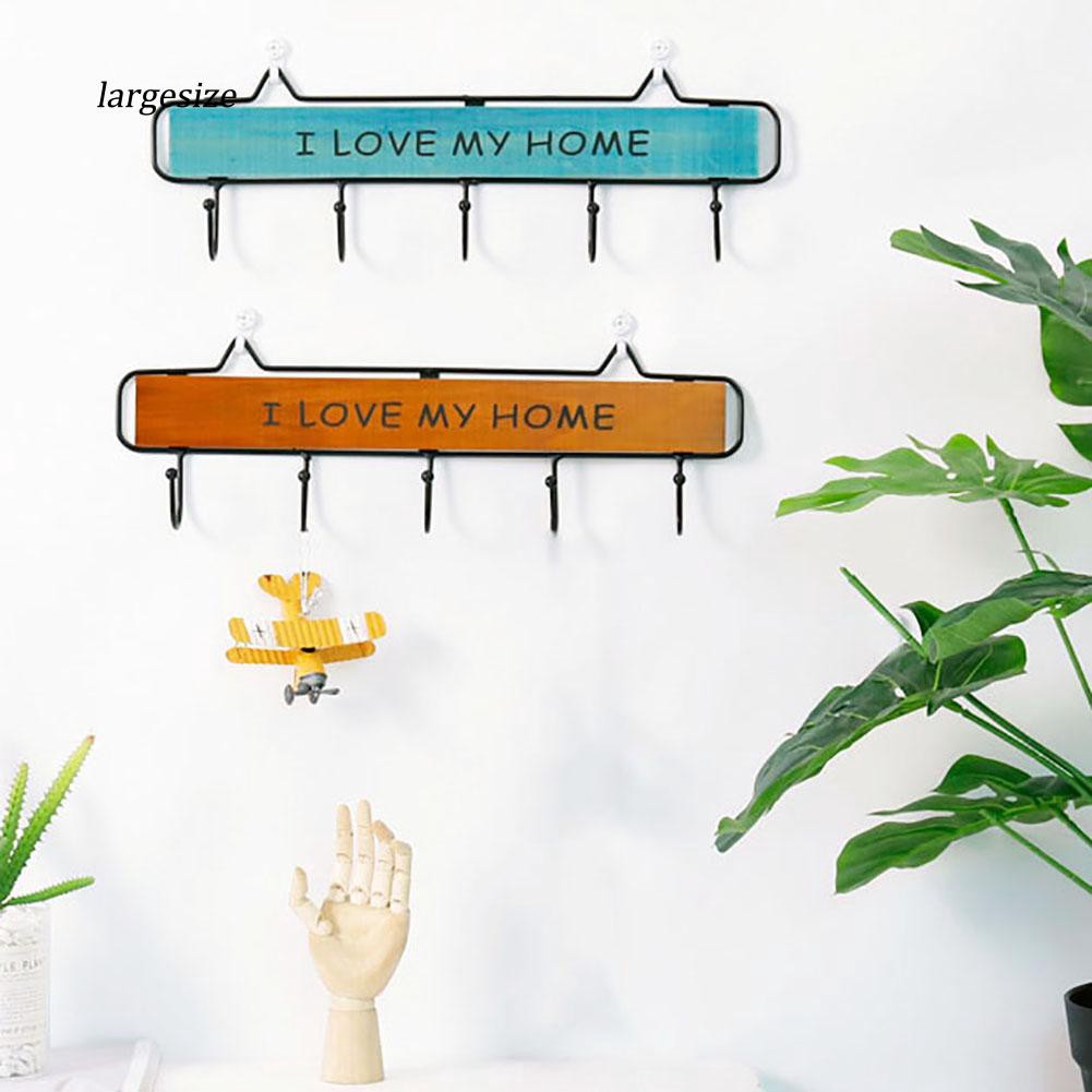 Móc gỗ in chữ I love my home dùng treo đồ tiện dụng