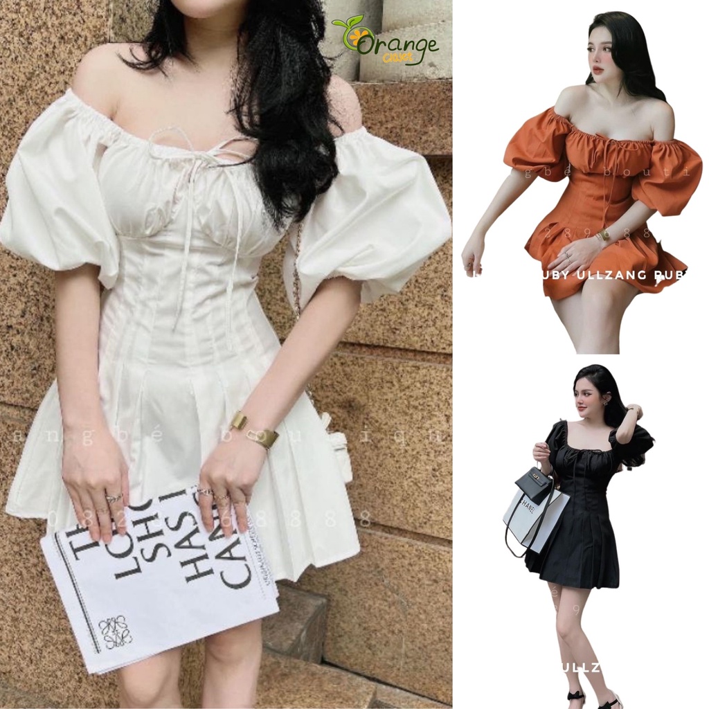 Đầm trễ vai Nơ ngưc MAY ĐO THEO YÊU CẦU , đầm bẹt vai cột cổ. Có Size S M . cổ vuông tiểu thư.