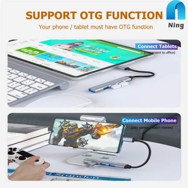 Đầu Chia 4 Cổng Usb Type C Tốc Độ Cao Otg Tương Thích Với Lenovo Huawei Xiaomi Macbook Pro 15