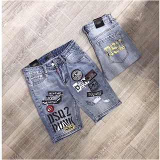 Quần short nam, quần jean nam co dãn chữ thêu DSQ ảnh thật