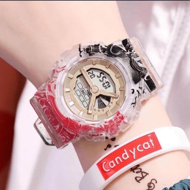 Đồng Hồ Cơ Điện Tử Có Đèn LED Dạ Quang In Hình One Piece Cá Tính Cho Bé