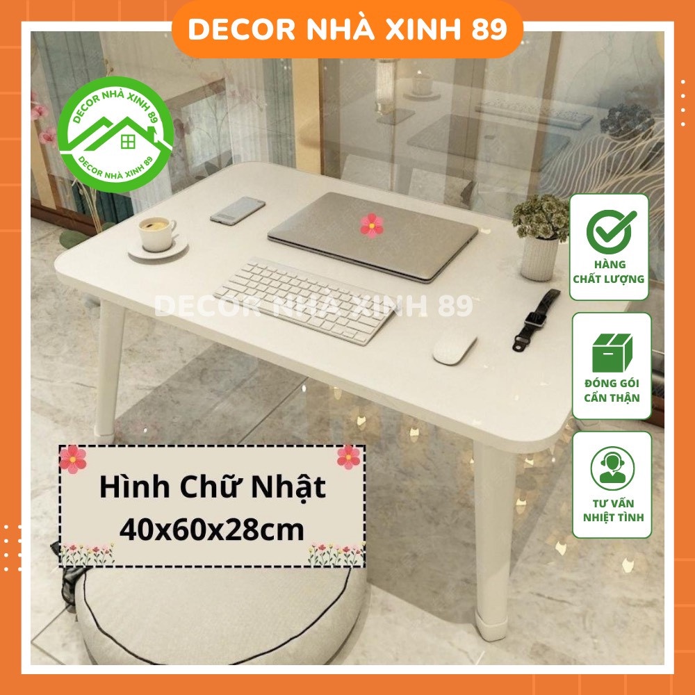 Bàn học gấp gọn ngồi bệt, bàn chân nhựa cứng 40x60cm mặt gỗ MDF loại đẹp - Decor Nhà Xinh chat để chọn màu