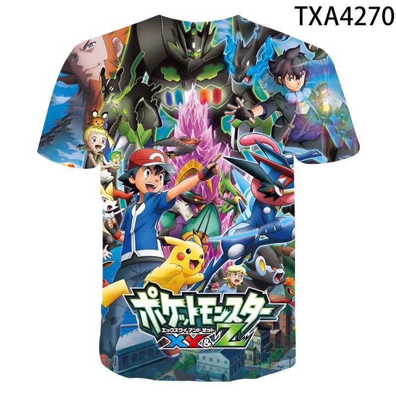 Áo thun tay ngắn in họa tiết pokemon 3D thời trang đơn giản cho trẻ em
