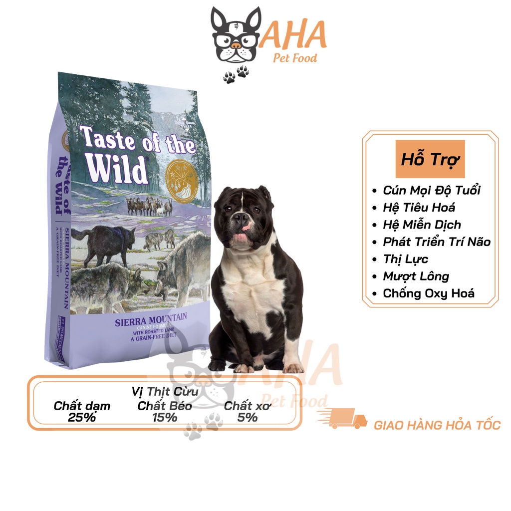 Thức Ăn Cho Chó Bully Taste Of The Wild Bao 2kg Hỗ Trợ Xương Cơ Khớp -  Sierra Mountain Thịt Cừu, Trái Cây Rau Củ Quả