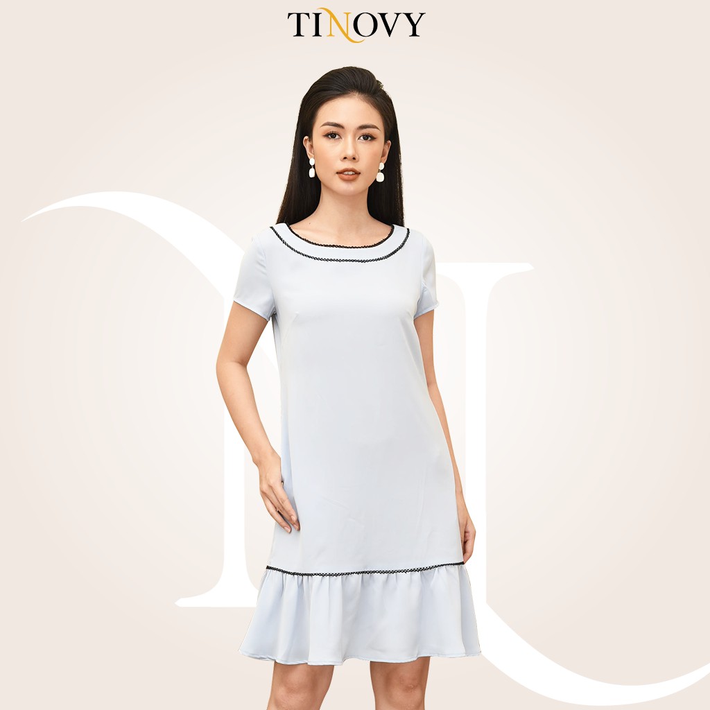Váy Suông Đuôi Cá Cổ Tròn Né Ren TINOVY H0643