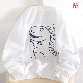 Áo nỉ cổ tròn khủng long tim H2