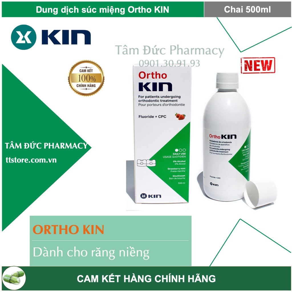 Dung dịch súc miệng Ortho KIN 500ml [KIN Ortho] - Chuyên biệt cho răng niềng, chỉnh nha