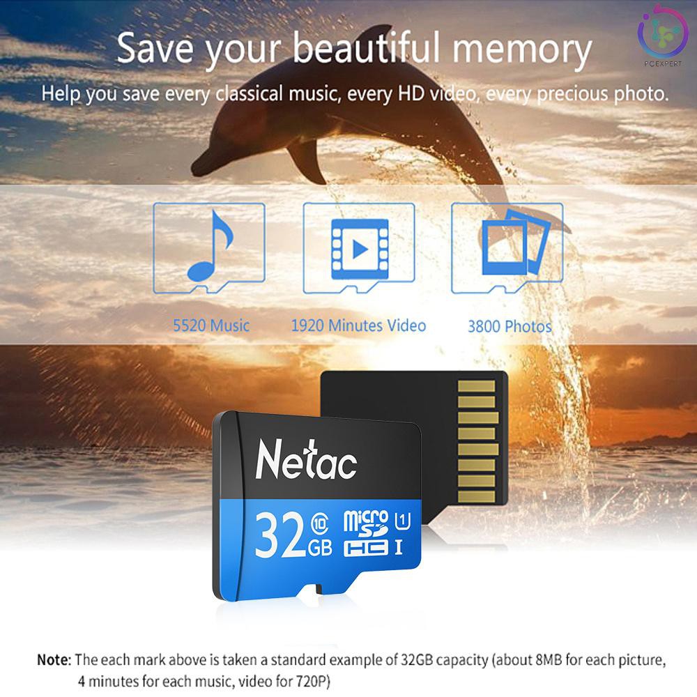 Thẻ nhớ TF Netac P500 có dung lượng 10 32G UHS-1 tốc độ truyền dữ liệu nhanh lên tới 80M