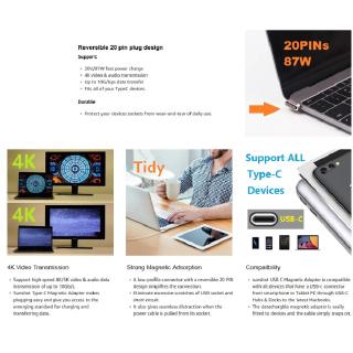 Cáp sạc nam châm từ tính Type C cho Macbook / Macbook