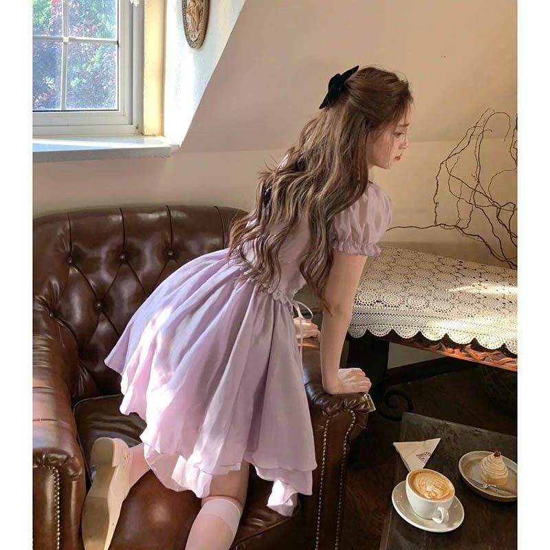 Summer women's wear 2022 new French advanced temperament small chic beautiful purple skinny dress skirt