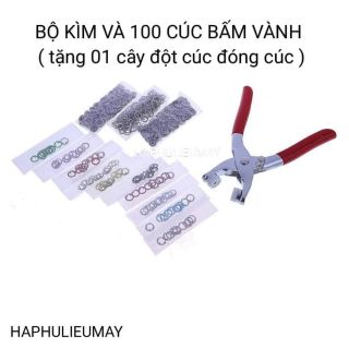 Kìm bấm cúc vành và 100 cúc vành màu