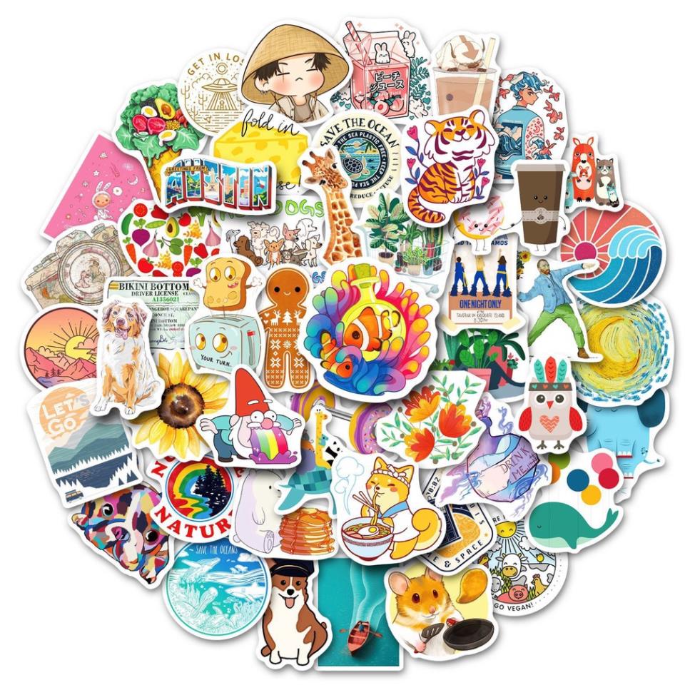 Sticker trang trí sổ KOGANO set 50 sticker trang trí sổ họa tiết hoạt hình vui nhộn SS-001419