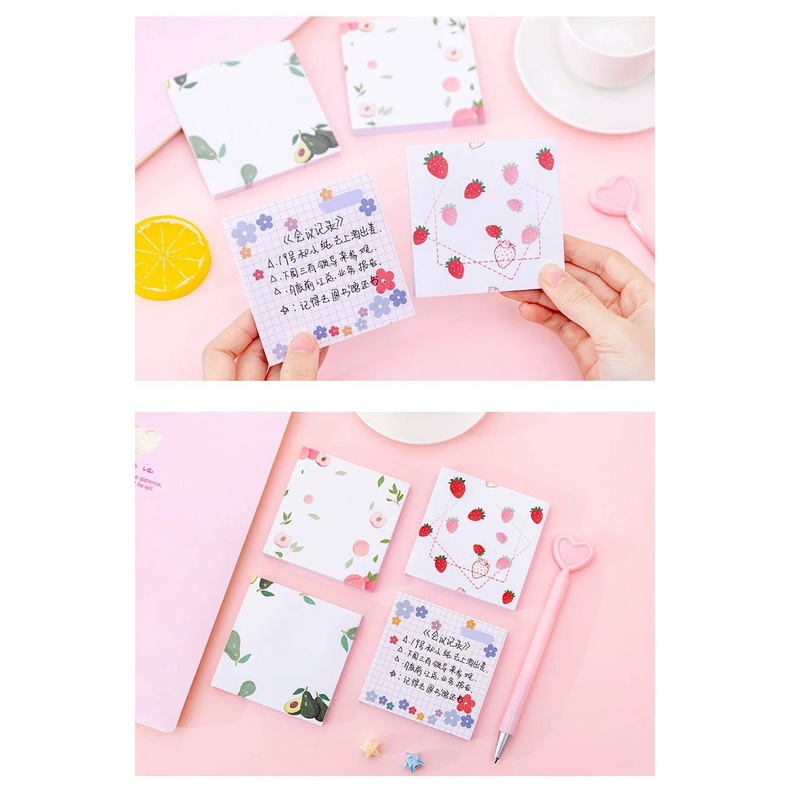 Tập giấy note, giấy ghi chú hoa quả khổ 8*8
