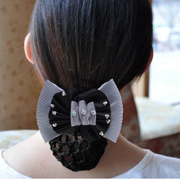 Kẹp lưới búi tóc công sở nơ ruy băng