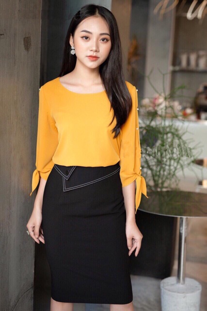 [FREESHIP- Ảnh thật-CLip thật] Chân váy bút chì cúc vạt cách điệu | BigBuy360 - bigbuy360.vn
