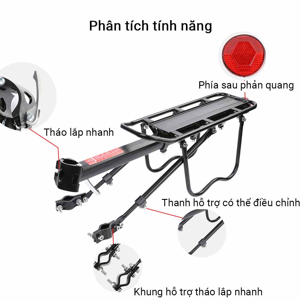OneTwoFit Kệ Yên Sau Gác Baga，kệ yên sau xe đạp， Tối Đa 100KG Với Chắn Bùn ET008601