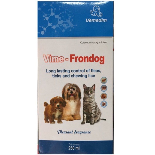 XỊT DIỆT VE RẬN BỌ CHÉT TRÊN CHÓ MÈO Vime Frondog 250ml