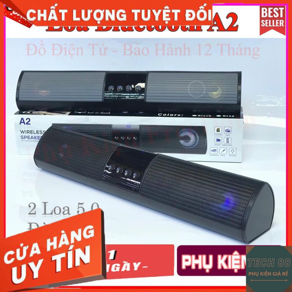 Loa bluetooth speaker A2 dáng dài 2 loa cực đỉnh, kiểu dáng sang trọng hỗ trợ thẻ nhớ, đài FM cao cấp