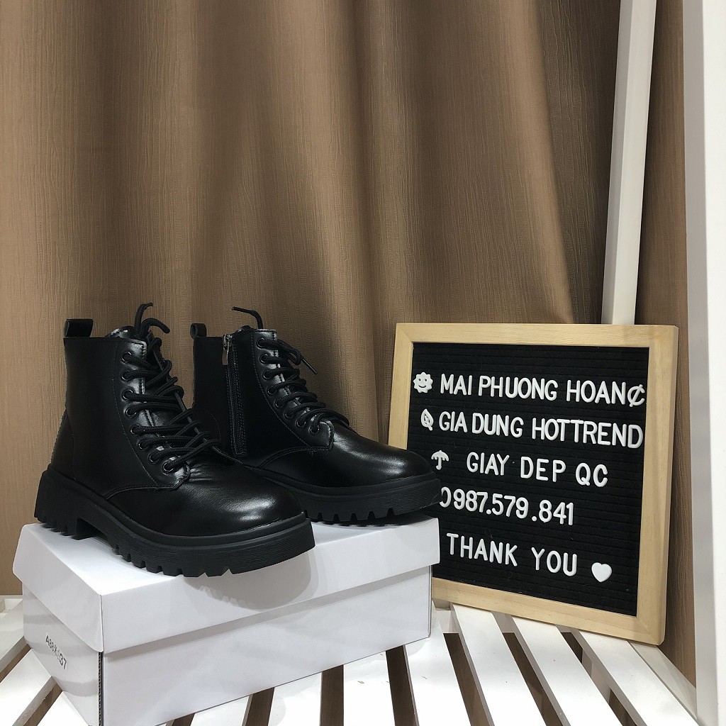 Giày Bốt Nữ Ullzang Khóa Kéo Cá Tính Phong cách Hàn Quốc siêu xinh siêu hot