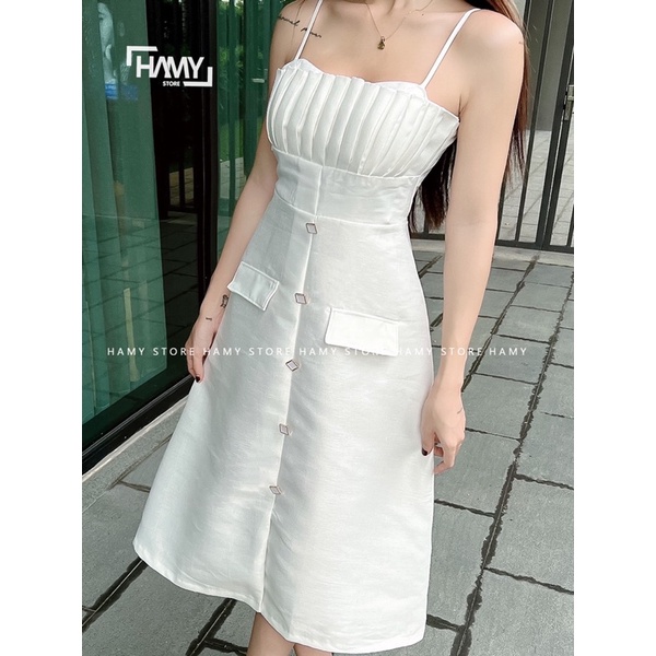 Đầm Xếp Ly Ngực 2 Dây