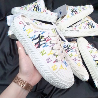 Giày dép ĐEN THÊU CHỮ NY DẪM GÓT 1M2L3B trắng chữ đen